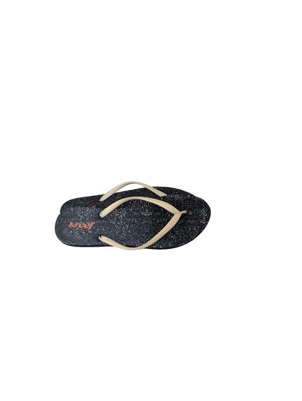Reef Black Speckled‎ Flip Flops with White Straps Size 10